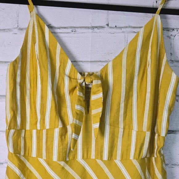 B. ORGINAL BY SHOEFLY YELLOW SUNDRESS SPAGHETTI STRAPS STRIPED SIZE LARGE - Picture 5 of 6